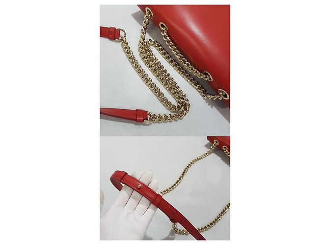 Salvatore Ferragamo Borsa a Spalla Ferragamo Barabow Flap Chain Rosso - vista 8