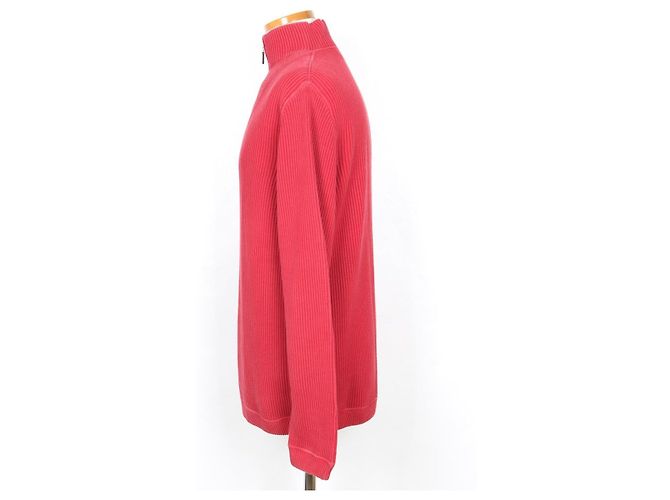 Brunello Cucinelli Pull en maille demi-zip rouge - vue 3