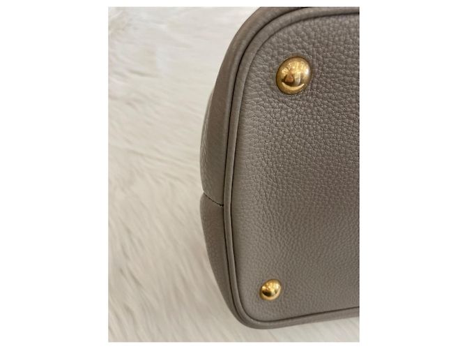Prada Borsa Tote Vitello Daino Grigio chiaro Marrone - vista 17