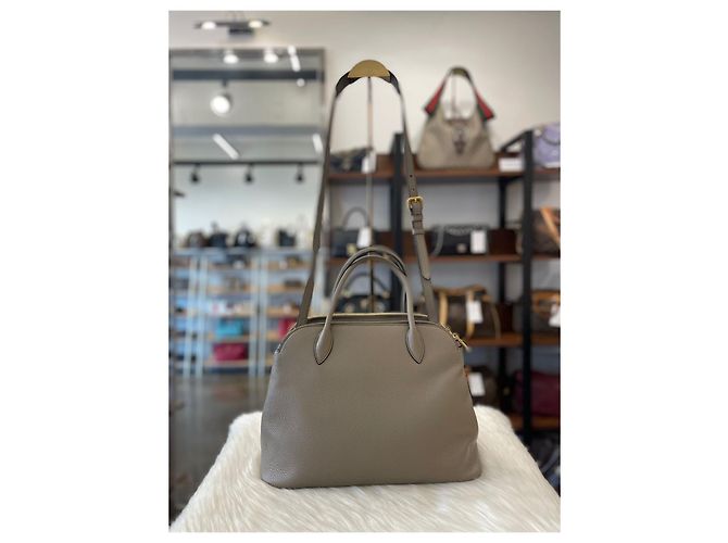 Prada Borsa Tote Vitello Daino Grigio chiaro Marrone - vista 4