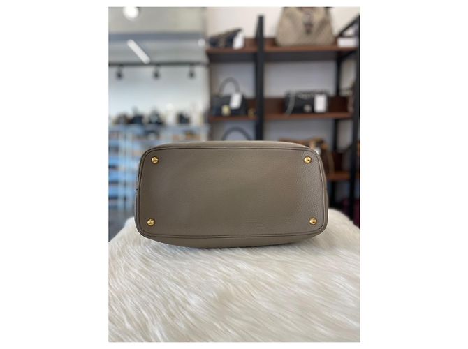 Prada Borsa Tote Vitello Daino Grigio chiaro Marrone - vista 5