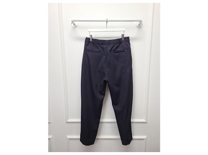 Louis Vuitton Black Signature Wool Cigarette Drawstring Pants - view 3