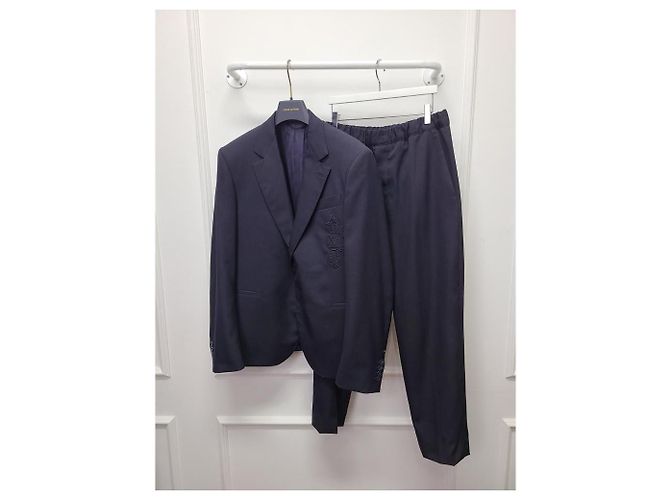 Louis Vuitton Black Signature Wool Cigarette Drawstring Pants - view 6