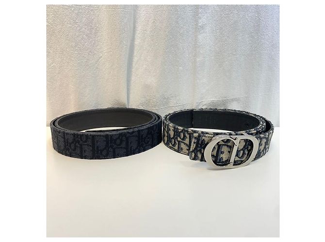 Dior Oblique Men's Reversible Belt Strap Set with Straps CD Ruthenium Buckle Brown - view 2