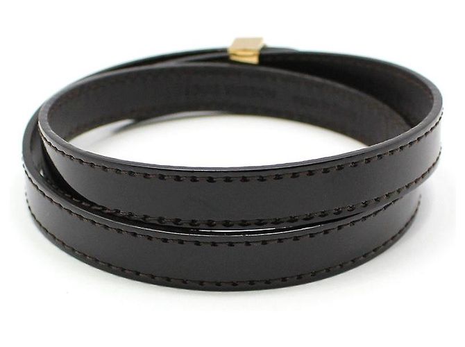 Louis Vuitton Pulseira com bracelete de couro verniz Amaranthe Ouro Preto - vista 3