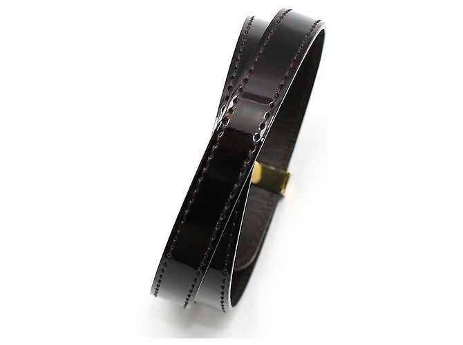 Louis Vuitton Pulseira com bracelete de couro verniz Amaranthe Ouro Preto - vista 4