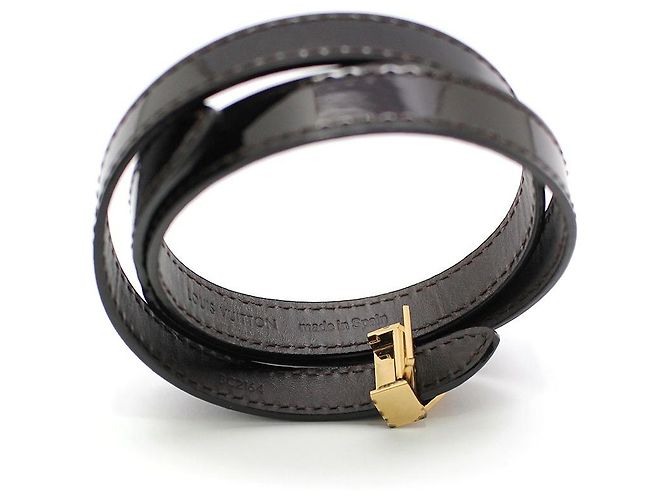 Louis Vuitton Pulseira com bracelete de couro verniz Amaranthe Ouro Preto - vista 5