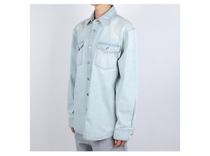 Bottega Veneta Oversized Denim-Hemd mit Bleich-Effekt Weiß - Ansicht 2