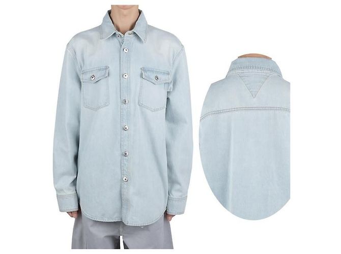 Bottega Veneta Oversized Denim-Hemd mit Bleich-Effekt Weiß - Ansicht 8