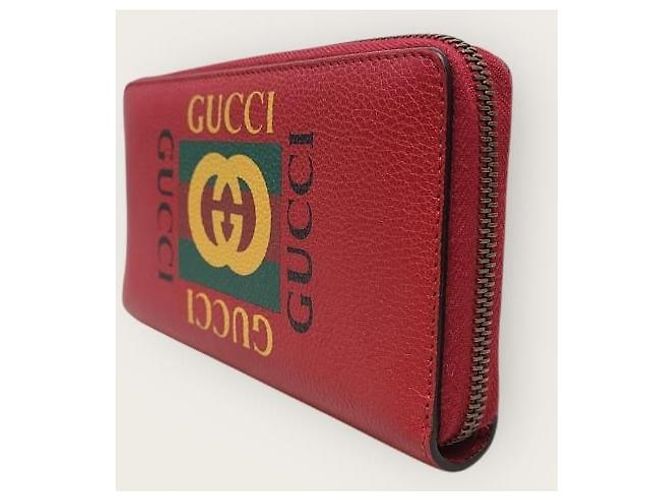 Gucci Red Box Logo Printed Leather Zip Long Wallet - view 2