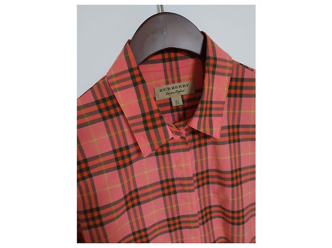 Burberry Camisa de algodón a cuadros rosa para mujer - vista 8