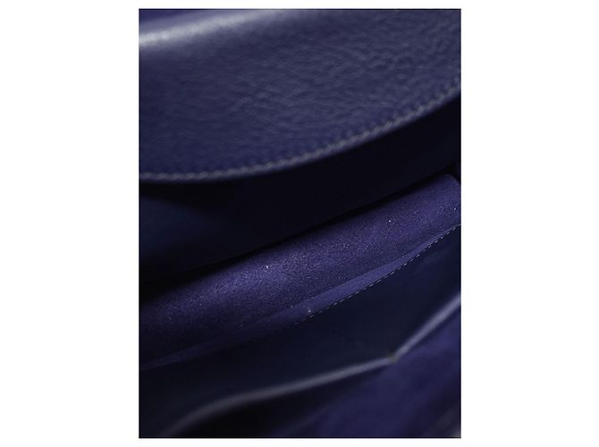 Borsa a tracolla J'adior in pelle blu navy con patta e catena dorata - vista 5