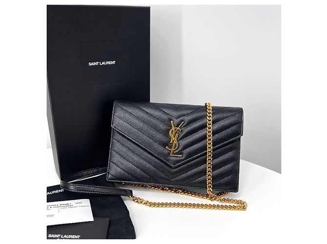 Saint Laurent Borsa a tracolla WOC con catena nera Nero - vista 2