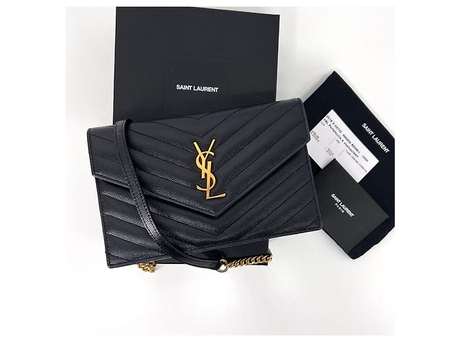 Saint Laurent Borsa a tracolla WOC con catena nera Nero - vista 3