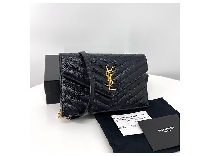 Saint Laurent Borsa a tracolla WOC con catena nera Nero - vista 4