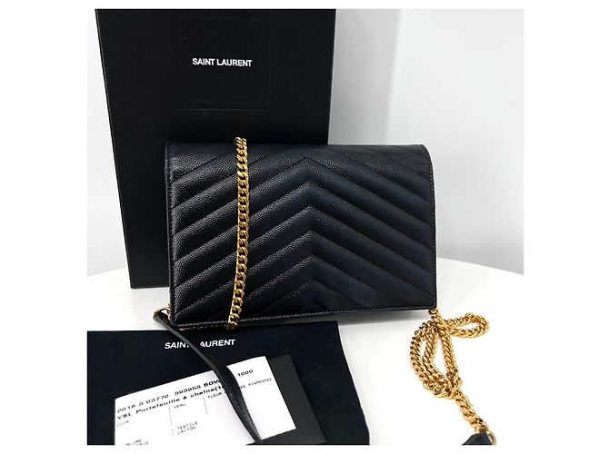 Saint Laurent Borsa a tracolla WOC con catena nera Nero - vista 5