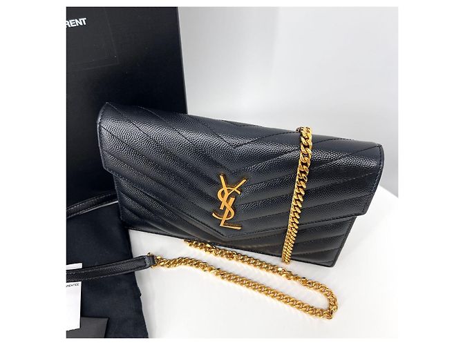 Saint Laurent Borsa a tracolla WOC con catena nera Nero - vista 6