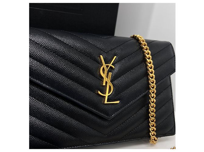Saint Laurent Borsa a tracolla WOC con catena nera Nero - vista 7