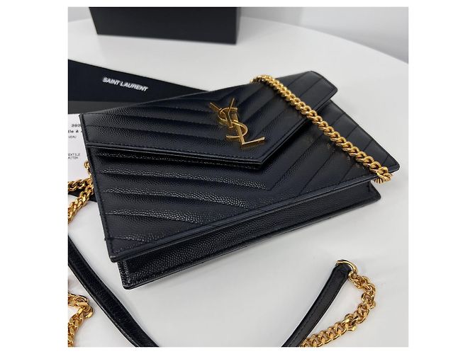 Saint Laurent Borsa a tracolla WOC con catena nera Nero - vista 8