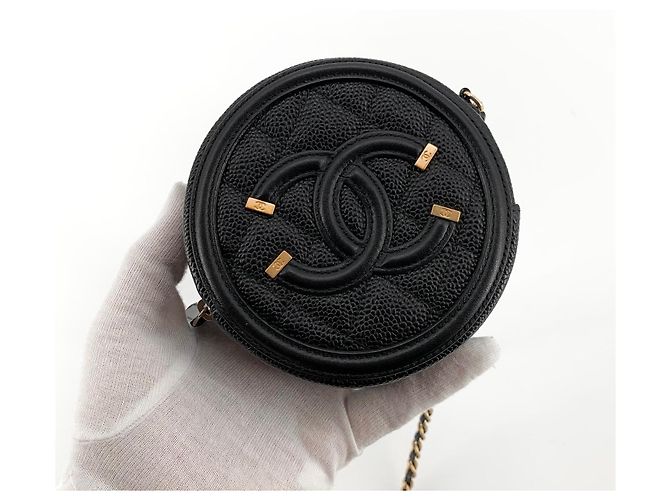 Chanel Borsa Tambour Rotonda in Caviar - Borsa a Tracolla Multicolore - vista 3
