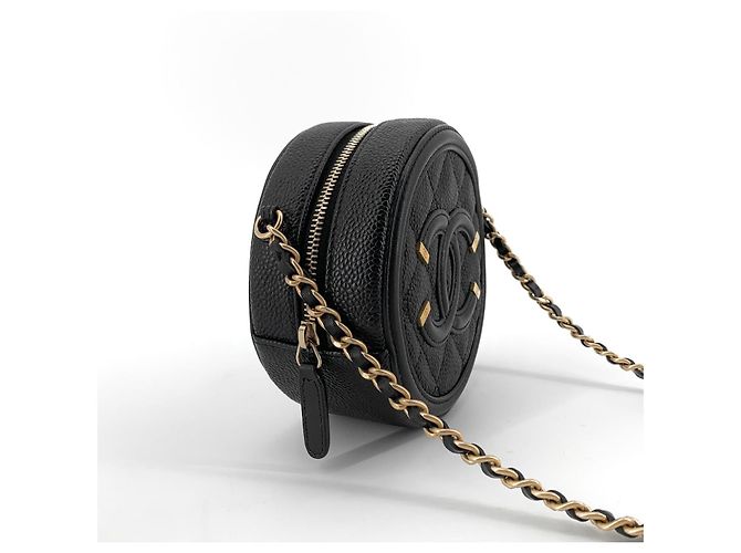 Chanel Borsa Tambour Rotonda in Caviar - Borsa a Tracolla Multicolore - vista 6