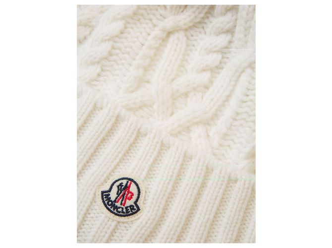 Moncler Cashmere-Beanie mit Fuchsfell-Bommel Weiß - Ansicht 4