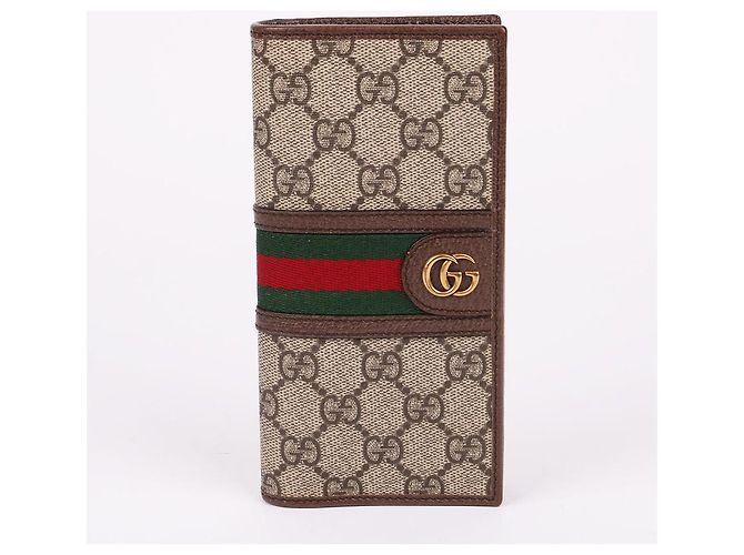 Gucci Ophidia GG Gold Plated Three Stripe Long Wallet Brown - view 2