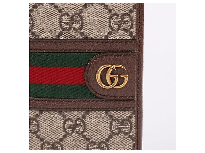 Gucci Ophidia GG Gold Plated Three Stripe Long Wallet Brown - view 3
