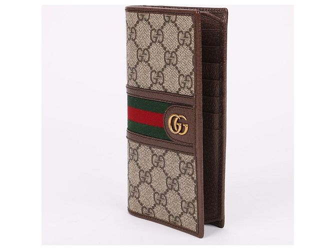 Gucci Ophidia GG Gold Plated Three Stripe Long Wallet Brown - view 4