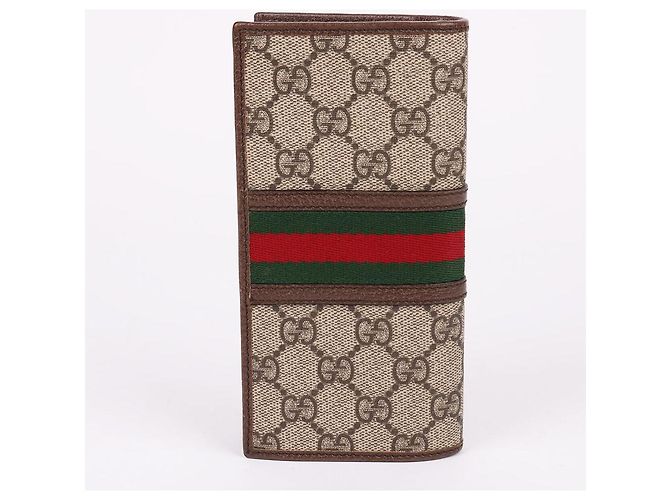 Gucci Ophidia GG Gold Plated Three Stripe Long Wallet Brown - view 5
