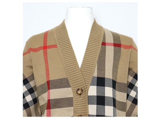 Burberry Beige Wool Jacquard Check Technical Cardigan - view 2