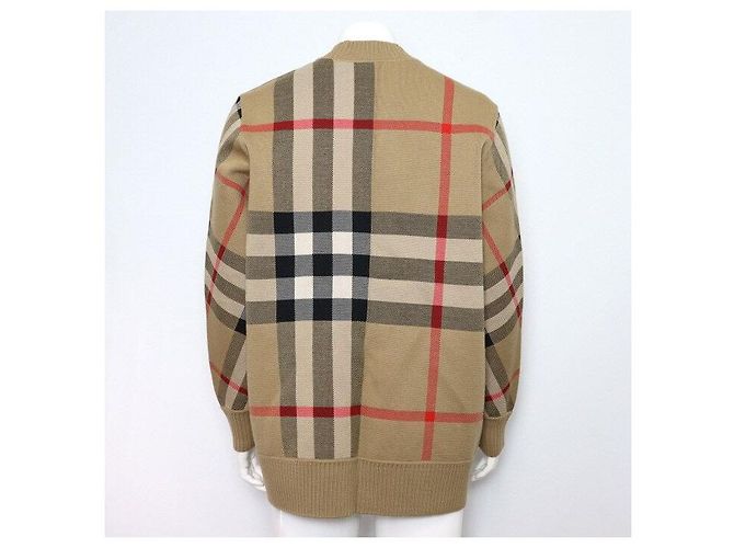 Burberry Beige Wool Jacquard Check Technical Cardigan - view 4