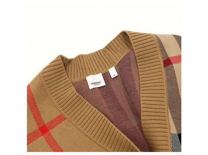 Burberry Beige Wool Jacquard Check Technical Cardigan - view 5