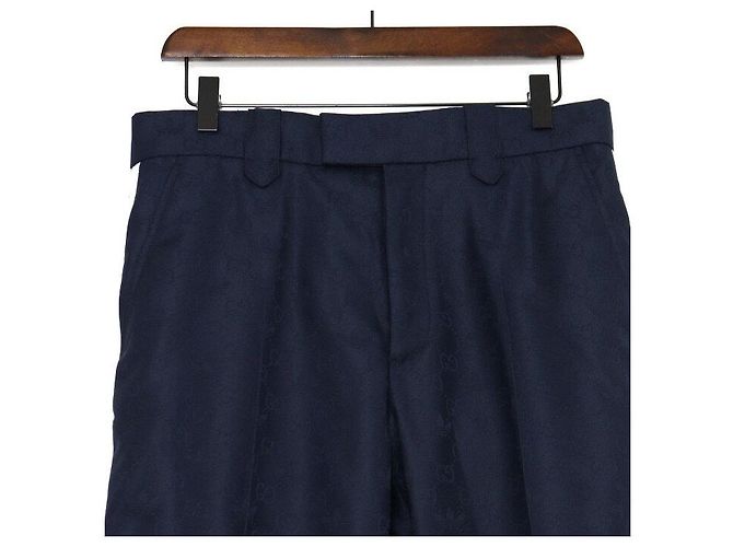 Gucci Pantaloni da uomo blu navy con logo GG e tre strisce - vista 2