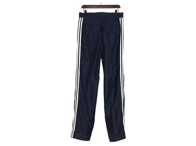 Gucci Pantaloni da uomo blu navy con logo GG e tre strisce - vista 4
