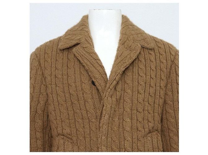 Thom Browne Camel Cable Overcoat Men's Jacket - view 2