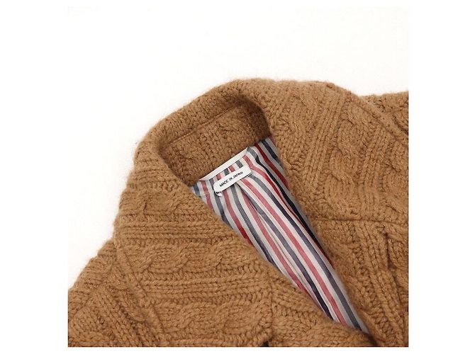 Thom Browne Camel Cable Overcoat Men's Jacket - view 5