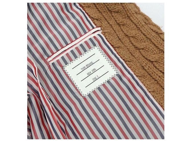 Thom Browne Camel Cable Overcoat Men's Jacket - view 6