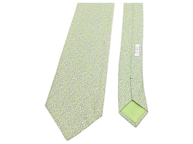 Hermès Green Chandal Pattern Silk Tie - view 3