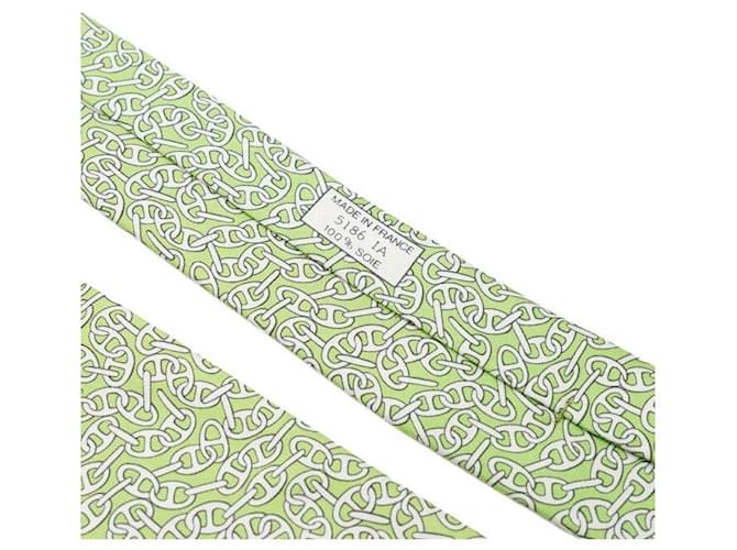 Hermès Green Chandal Pattern Silk Tie - view 4