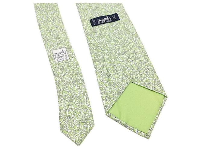 Hermès Green Chandal Pattern Silk Tie - view 5