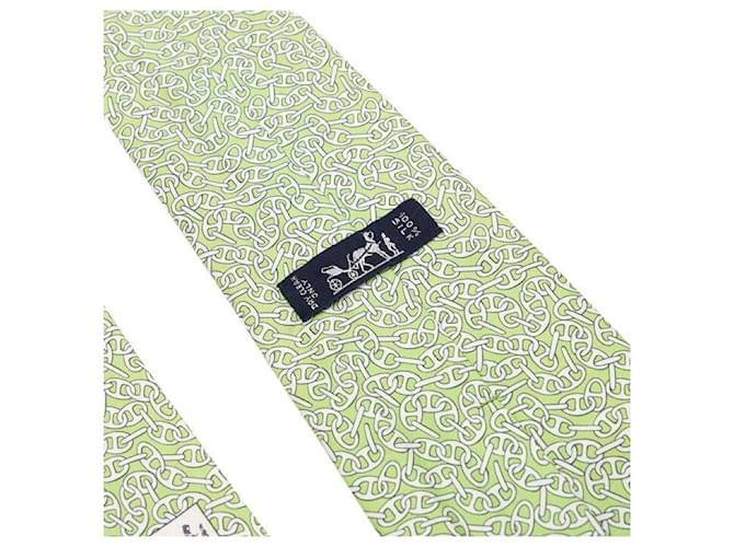 Hermès Green Chandal Pattern Silk Tie - view 7