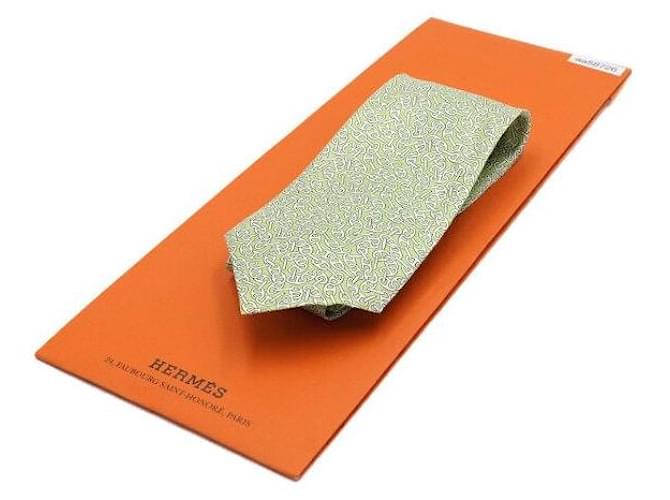 Hermès Green Chandal Pattern Silk Tie - view 8