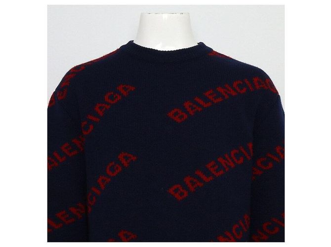 Balenciaga Maglia in maglia girocollo con multi-logo da uomo Nero - vista 2