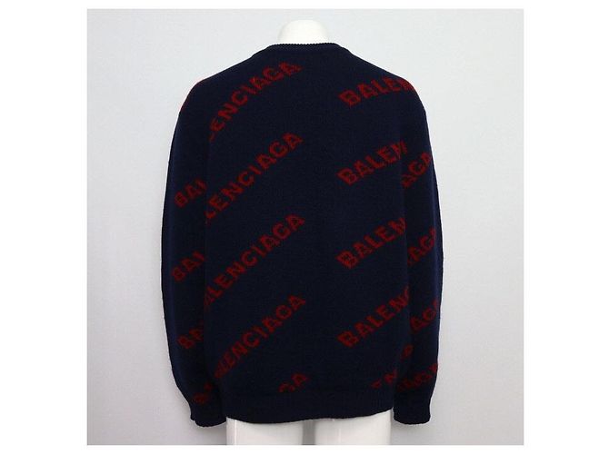 Balenciaga Maglia in maglia girocollo con multi-logo da uomo Nero - vista 4