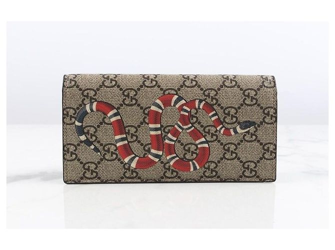 Gucci Portafoglio Lungo Serpente Marrone - vista 2