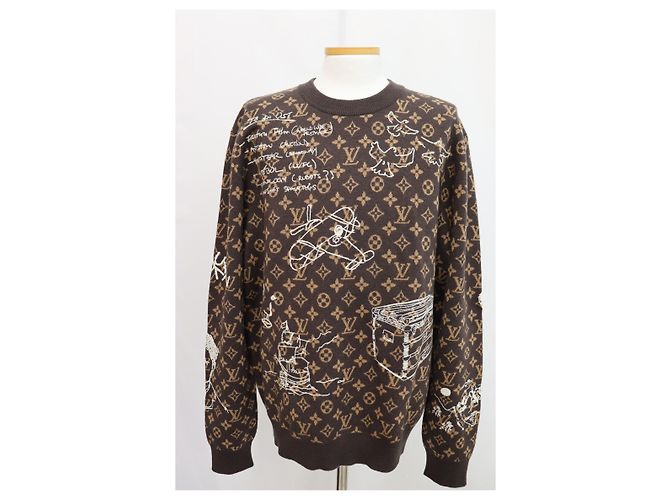 Louis Vuitton Monogram Embroidered Wool Crewneck Black - view 3