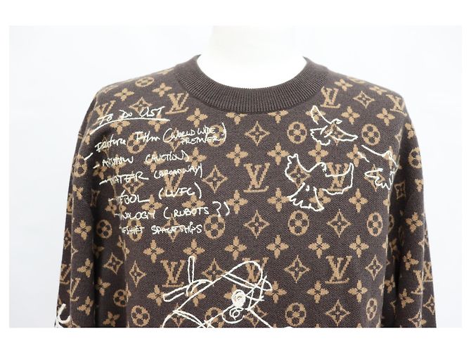 Louis Vuitton Monogram Embroidered Wool Crewneck Black - view 4
