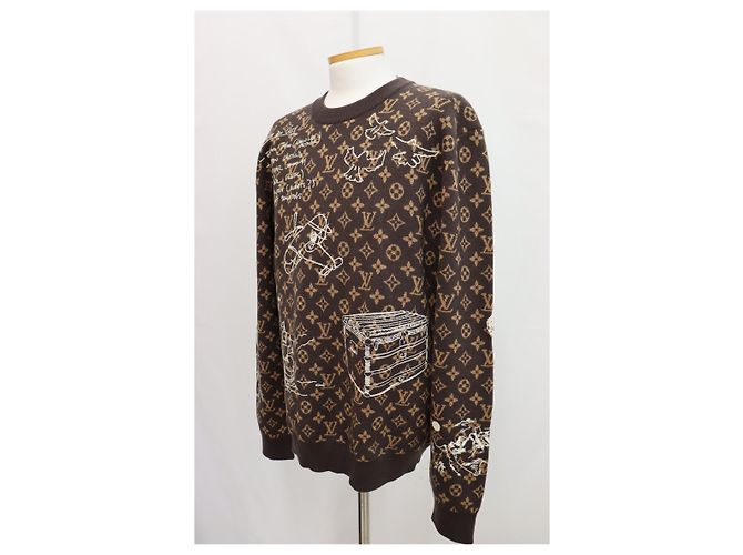 Louis Vuitton Monogram Embroidered Wool Crewneck Black - view 5