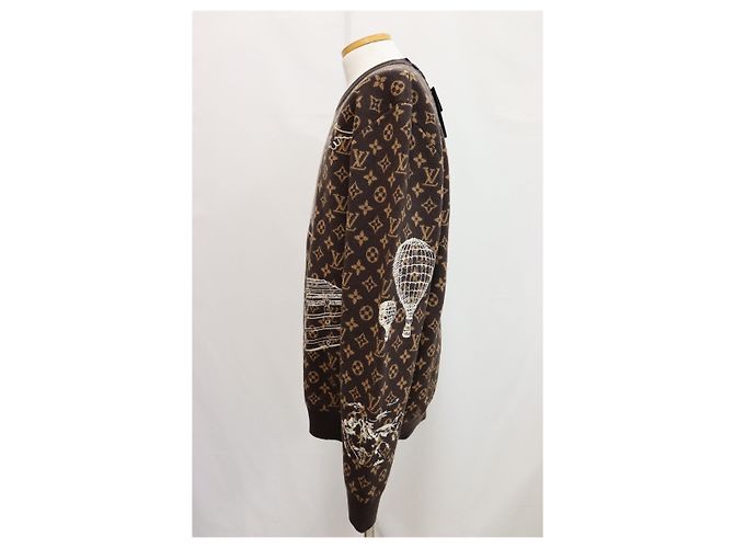 Louis Vuitton Monogram Embroidered Wool Crewneck Black - view 6